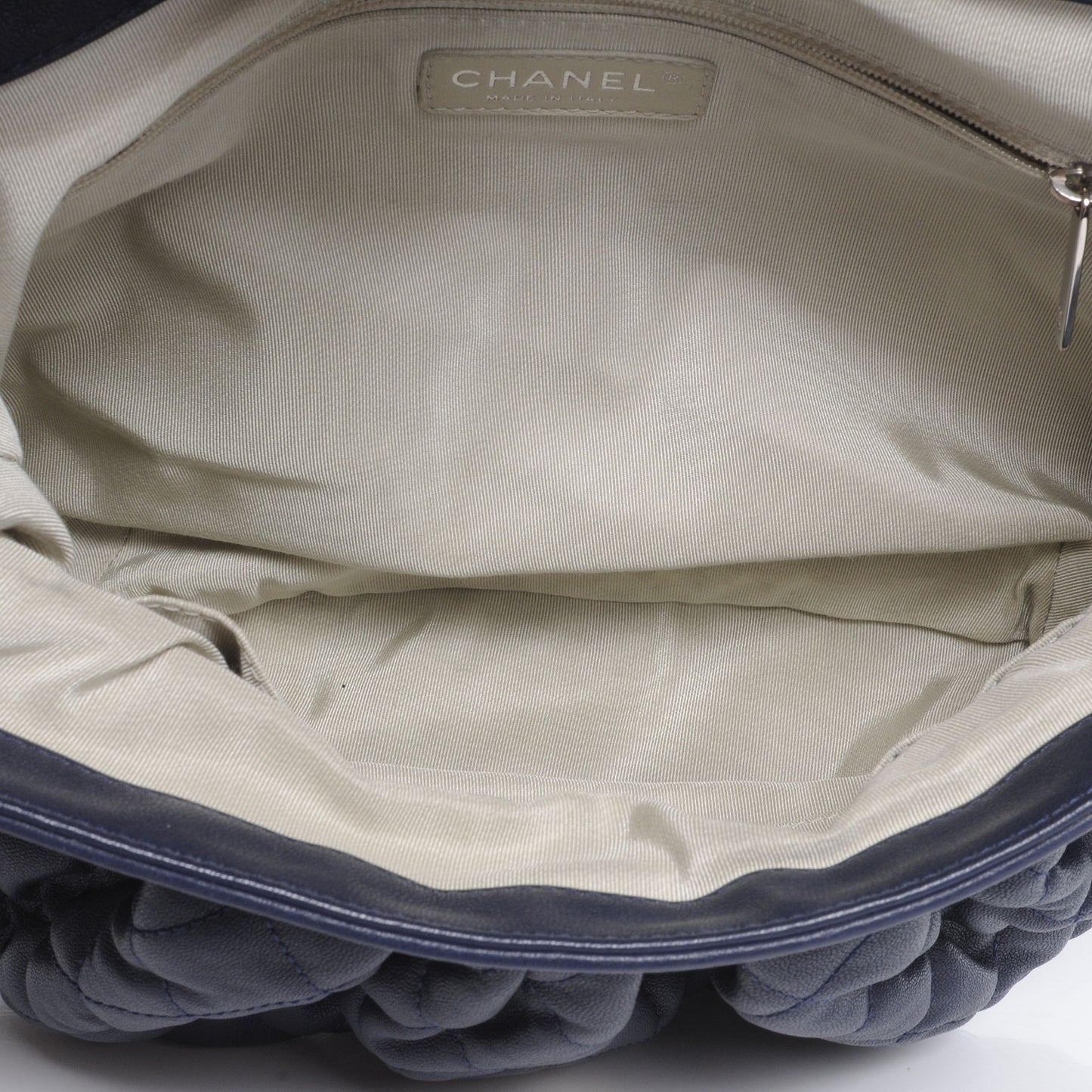 Leather Chain Around Large Messenger Navy