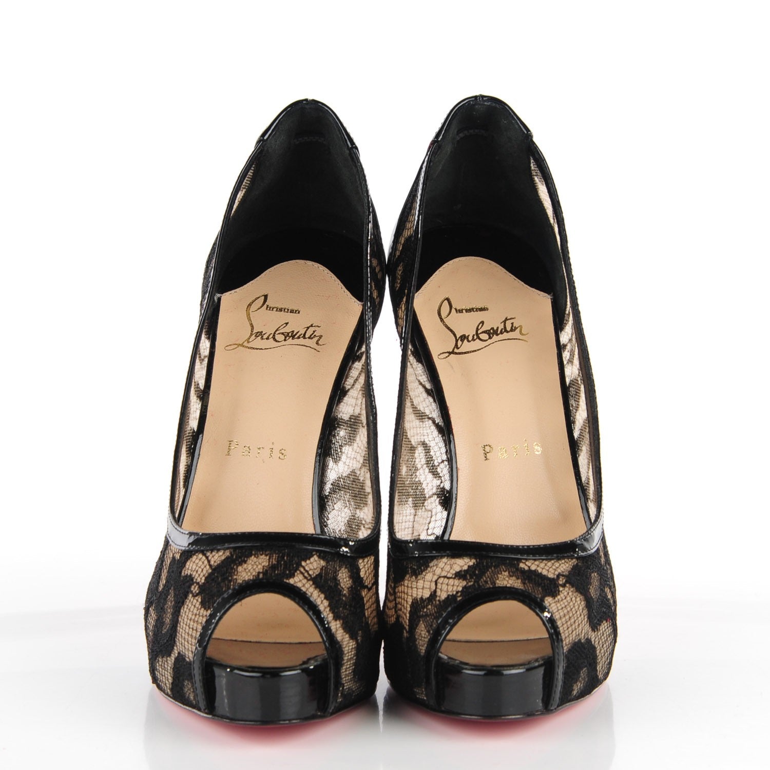 Christian Louboutin Patent Lace Leopard Ambro Pizzo 120 Pumps 37.5 Black 2 of 6