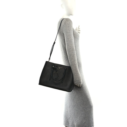 Prada Saffiano Cuir Large Double Bag Black Fuoco 2 of 9