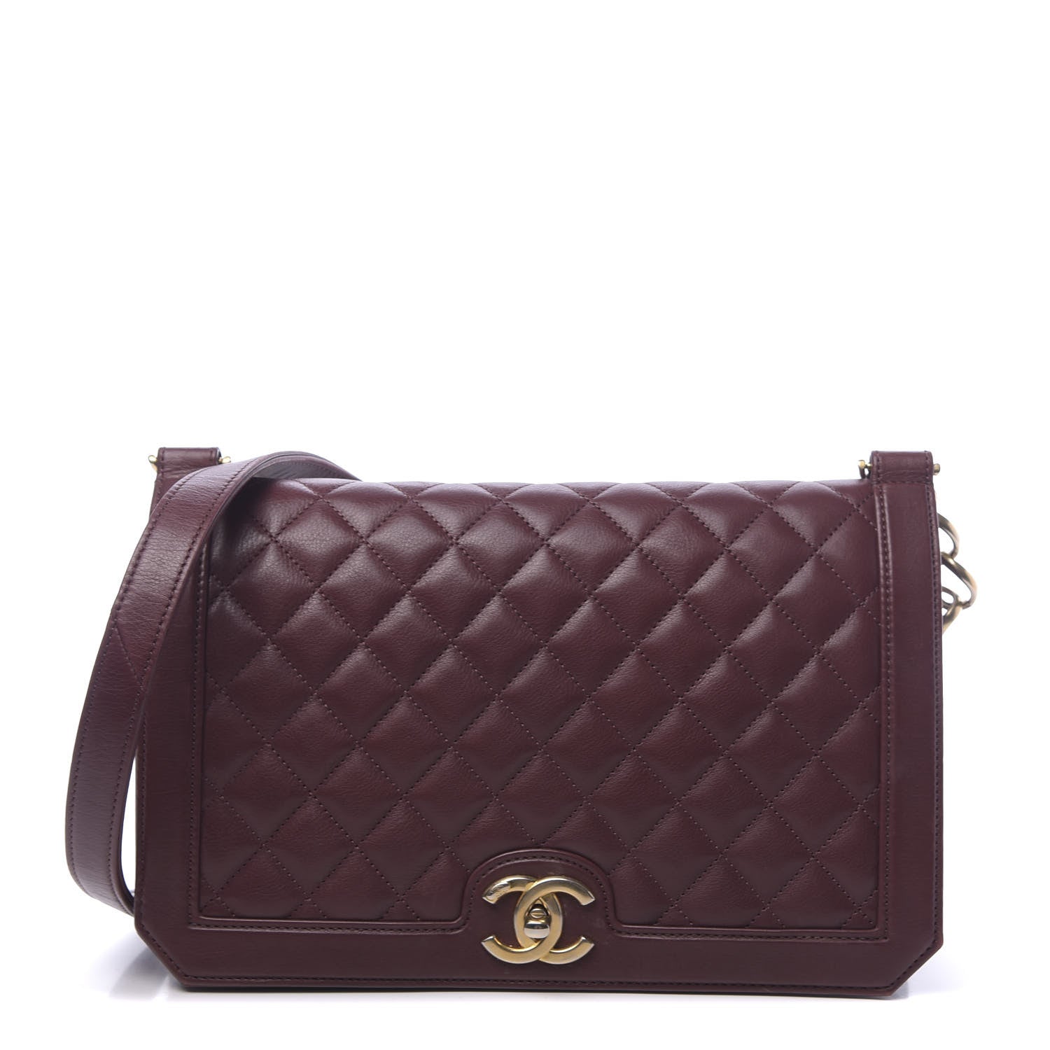 Chanel Calfskin Quilted Large Flap Bag Burgundy 1 of 12