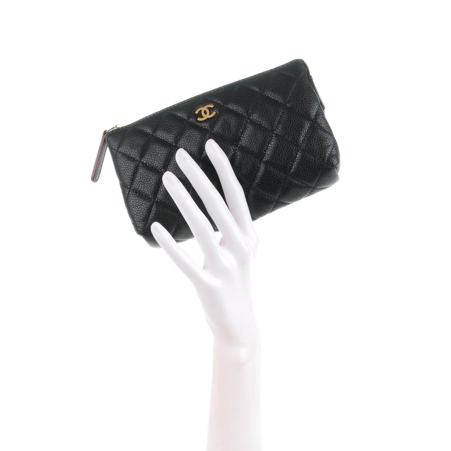 Chanel Caviar Quilted Small Cosmetic Case Black 2 of 7