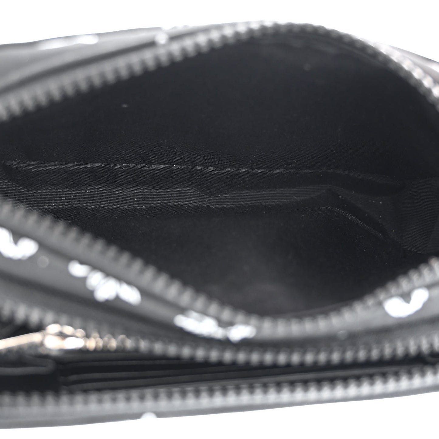 Calfskin Double Zip Crossbody Black White