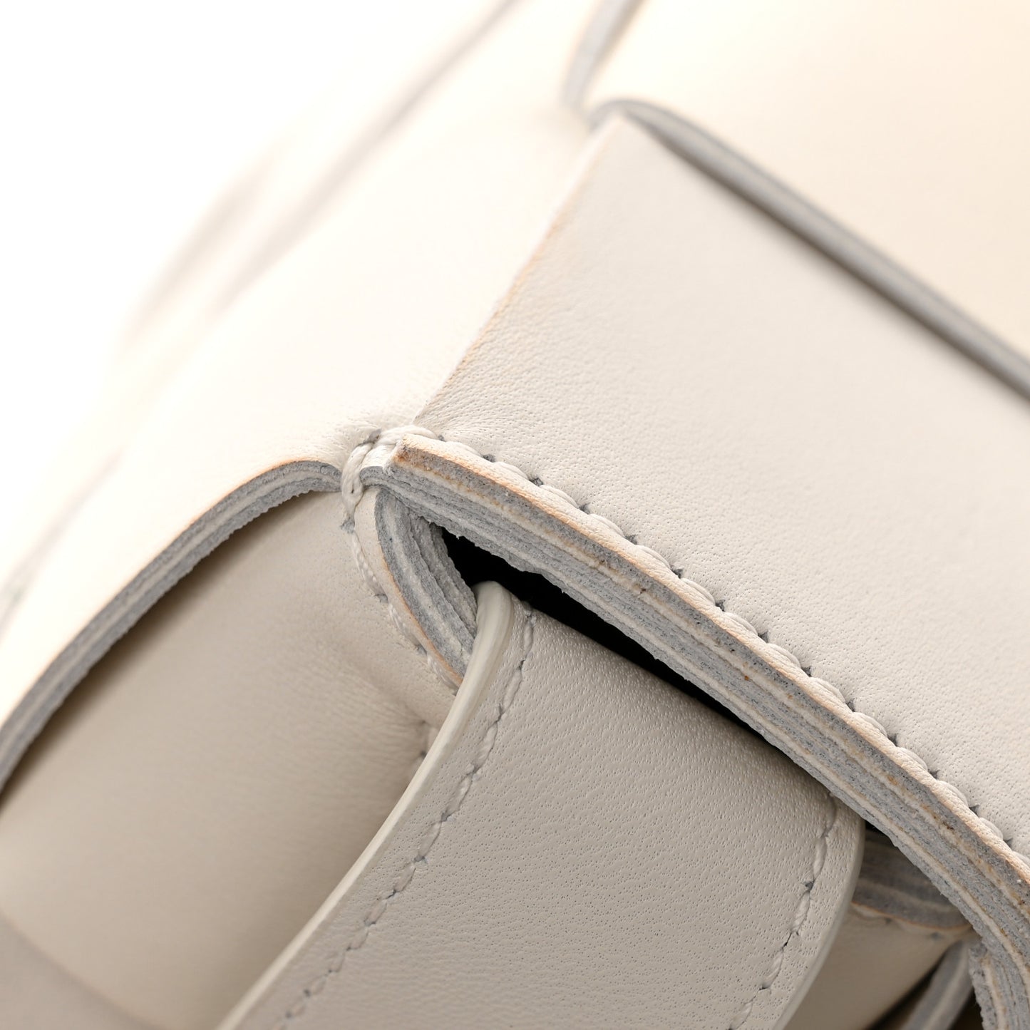 Lambskin Maxi Intrecciato Cassette Crossbody Bag White