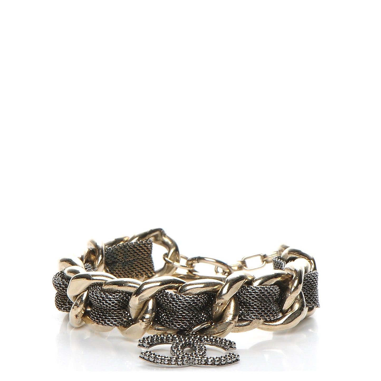 Ruthenium Mesh CC Chain Bracelet Light Gold