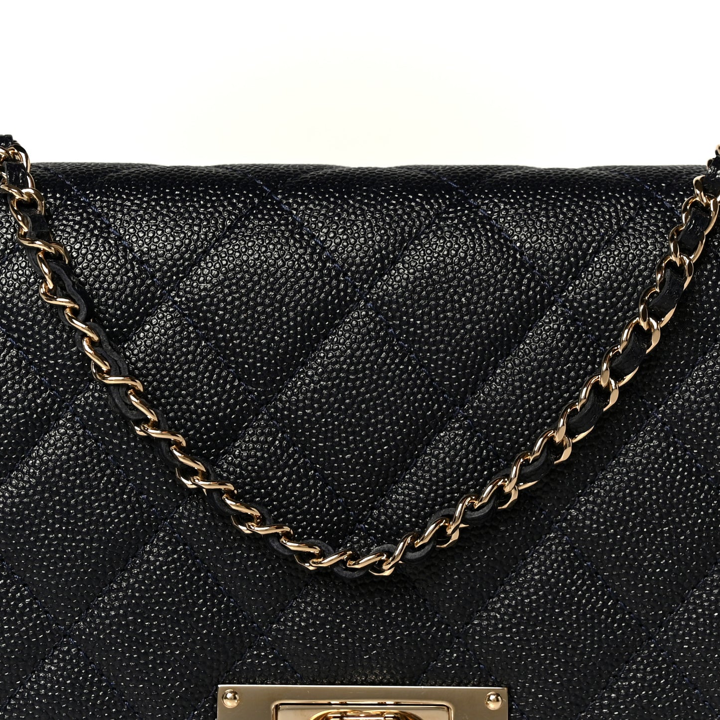 Caviar Quilted Golden Class Wallet On Chain WOC Navy
