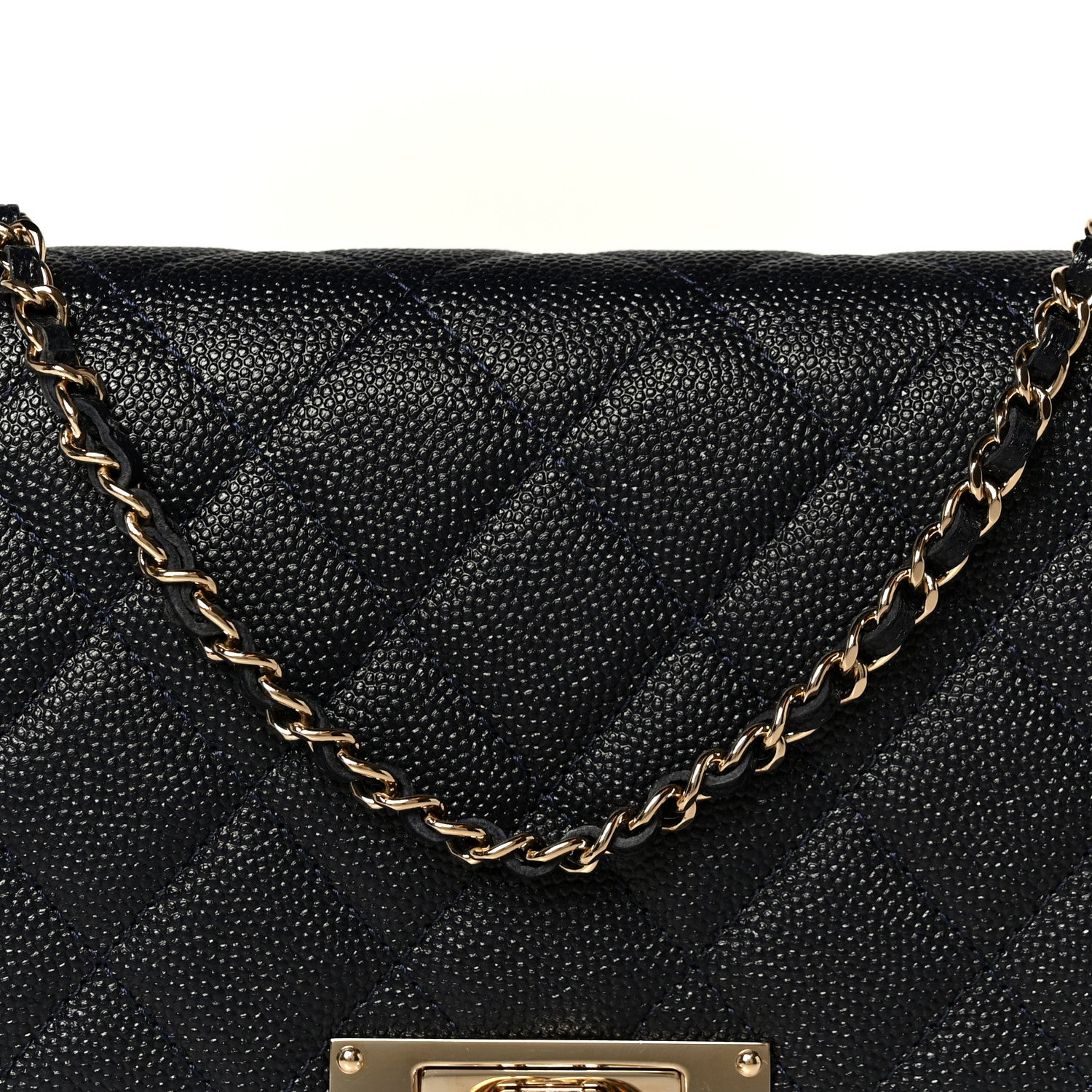 Chanel Caviar Quilted Golden Class Wallet On Chain WOC Navy 9 of 11