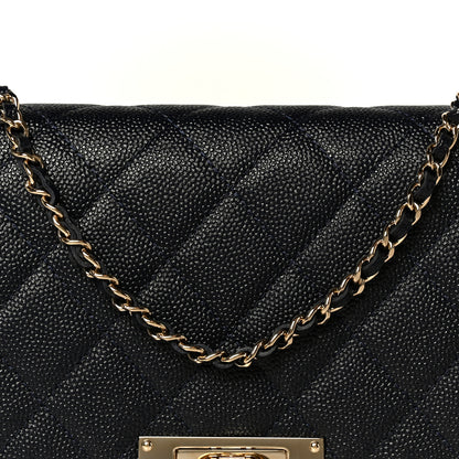 Chanel Caviar Quilted Golden Class Wallet On Chain WOC Navy 9 of 11