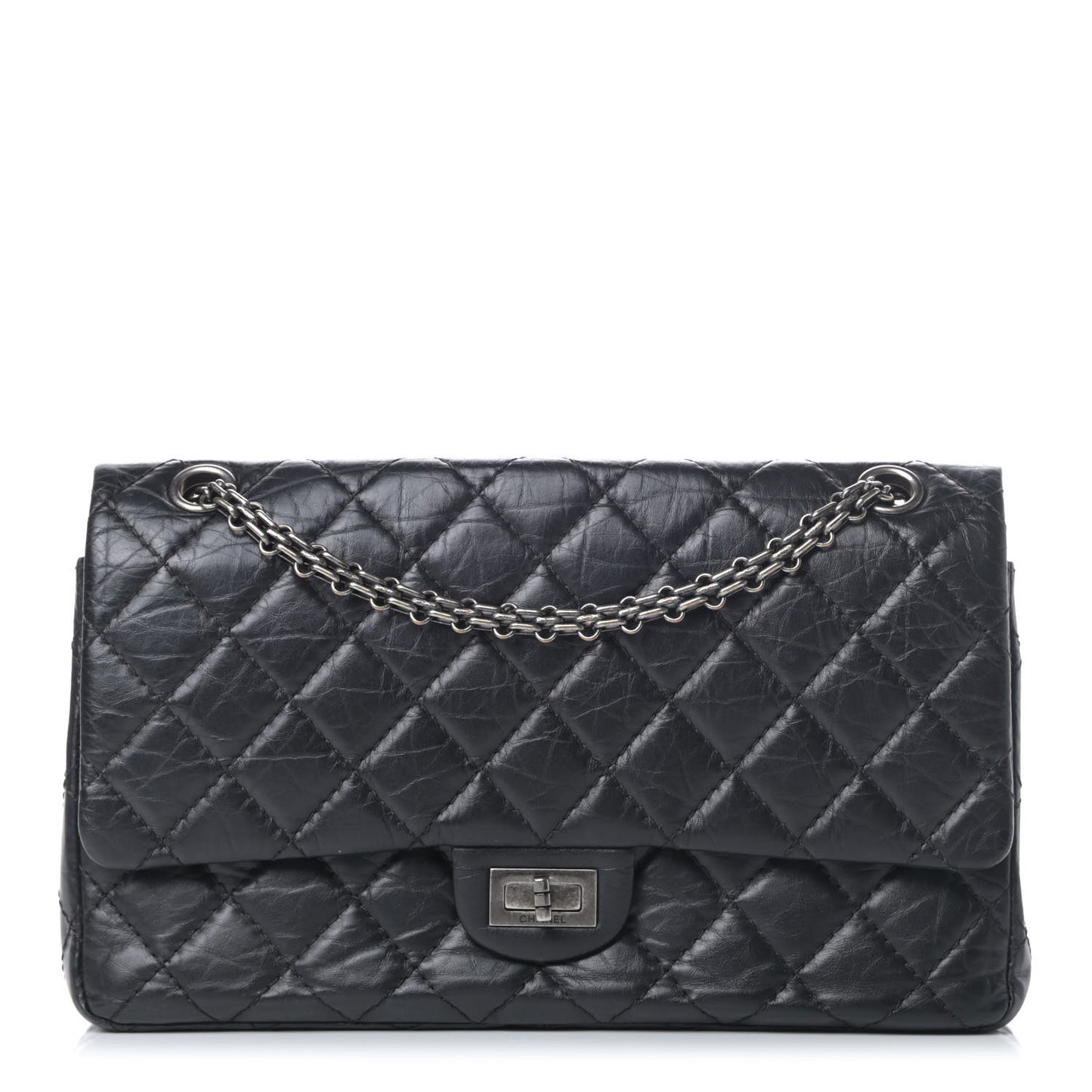 Aged Calfskin Quilted 2.55 Reissue 226 Flap Black
