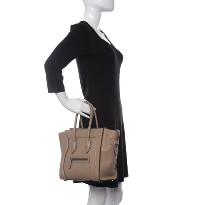 Celine Drummed Calfskin Micro Luggage Dune 2 of 14