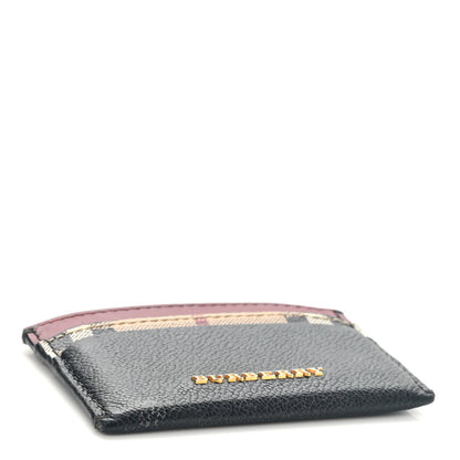 Burberry Calfskin Horseferry Check Izzy Card Case Black Burgundy 3 of 7