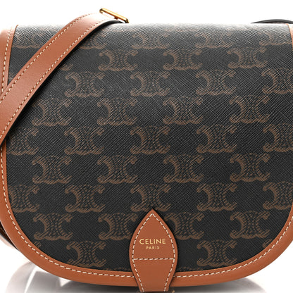 Celine Triomphe Canvas Medium Folco Bag Tan 8 of 10