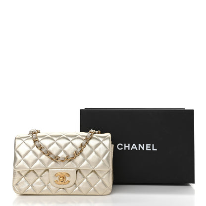 Chanel Metallic Lambskin Quilted Mini Rectangular Flap Gold 10 of 10