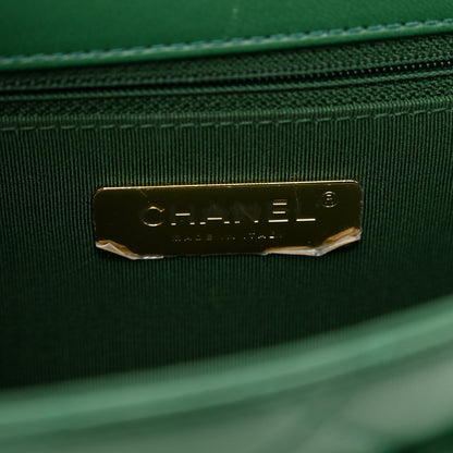 Chanel Lambskin Quilted Chain Infinity Top Handle Flap Green 7 of 11
