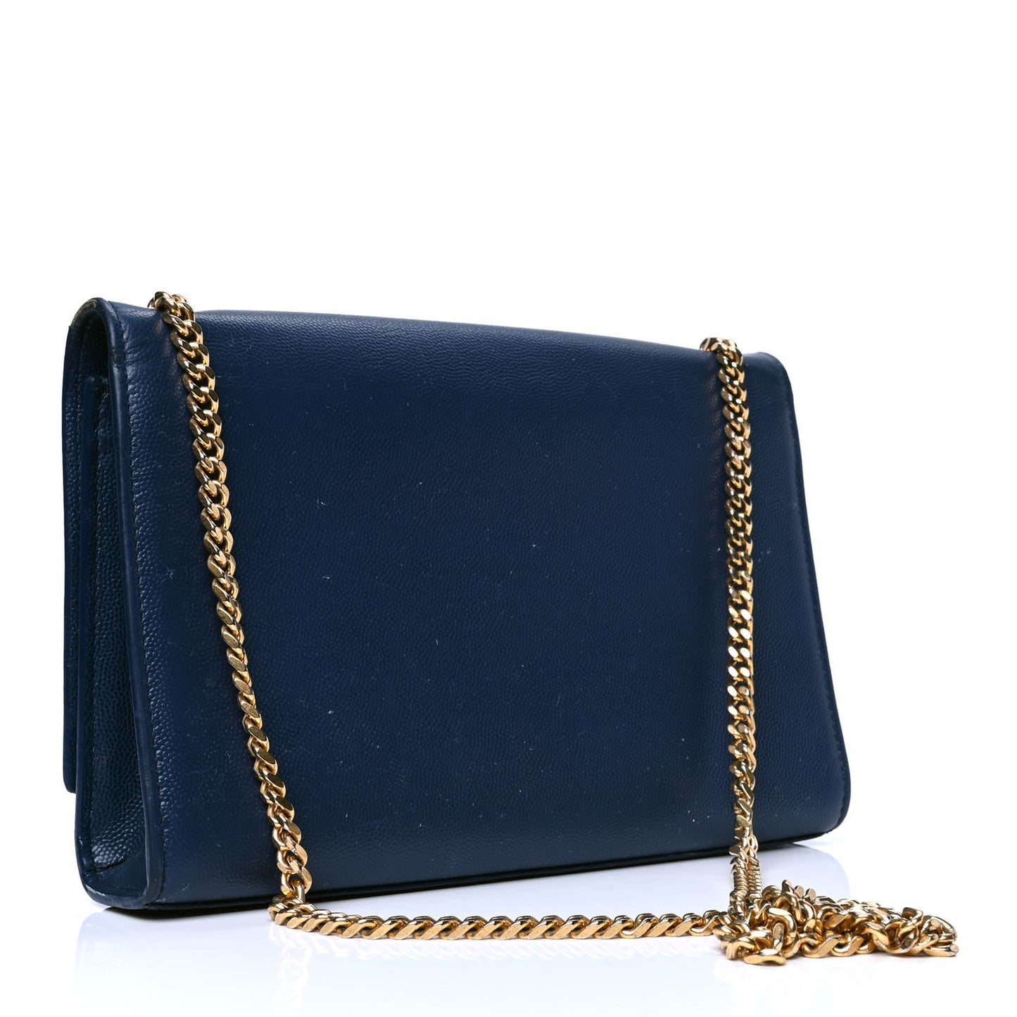 Grain De Poudre Medium Classic Monogram Kate Satchel Denim Blue