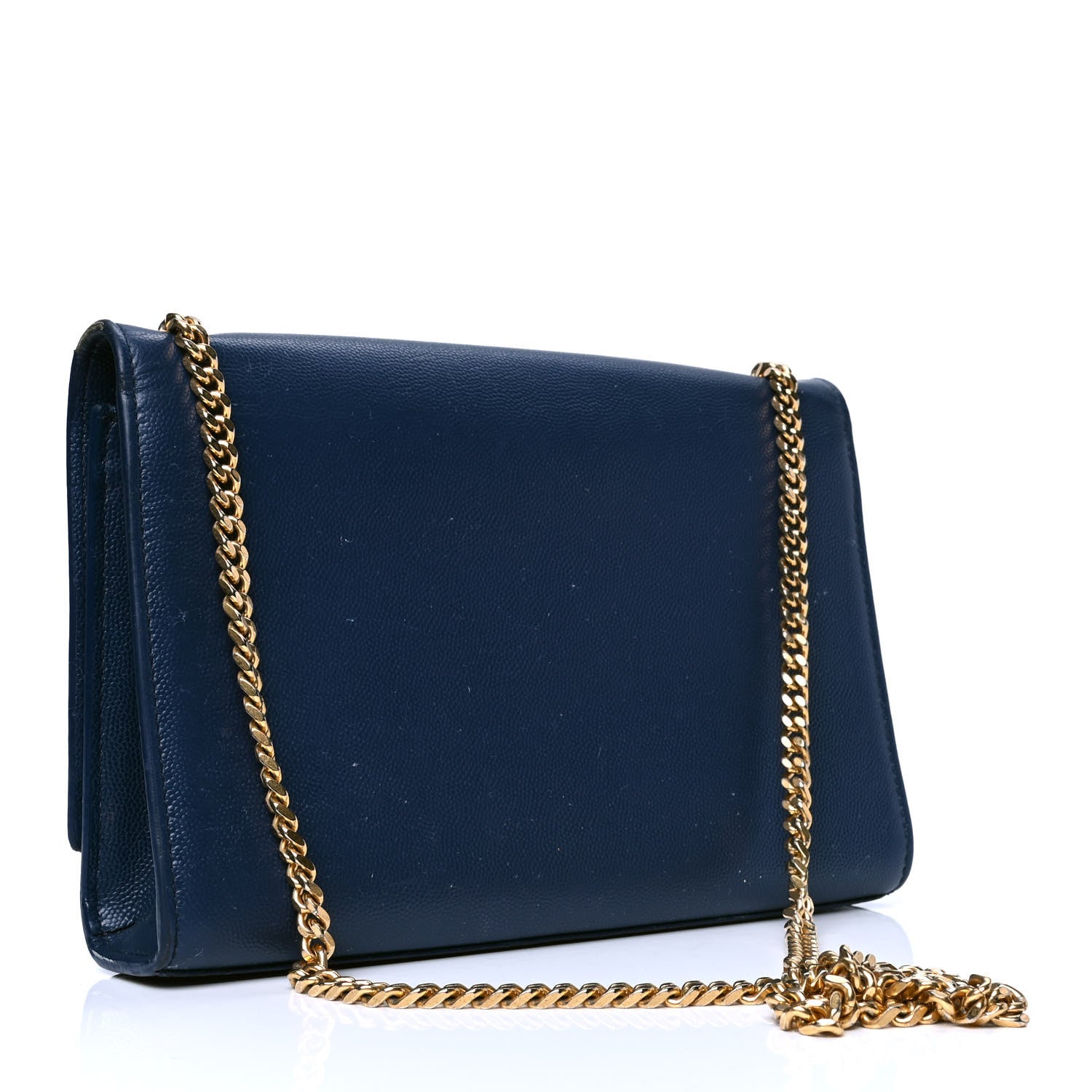 Saint Laurent Grain De Poudre Medium Classic Monogram Kate Satchel Denim Blue 2 of 7