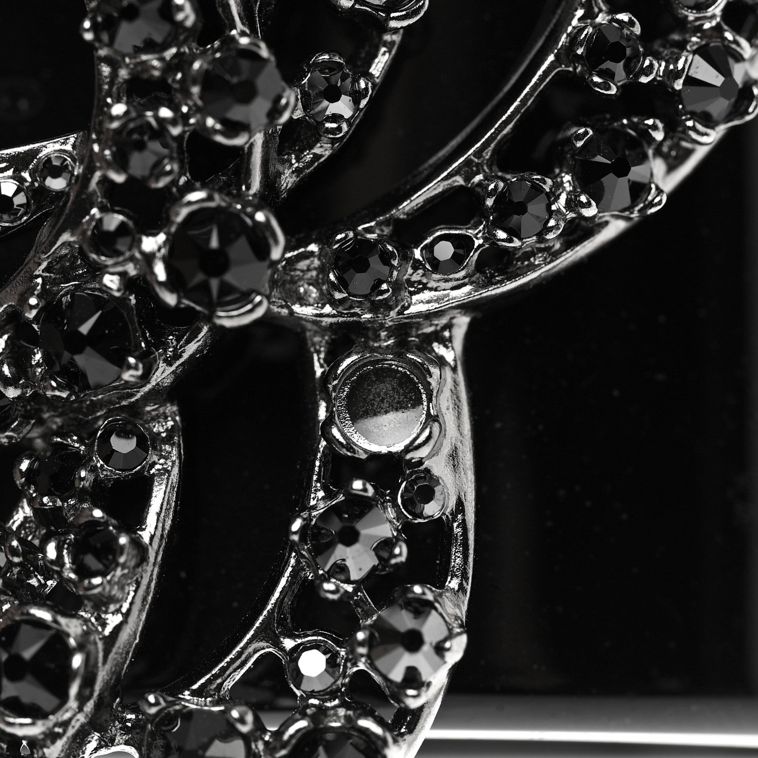 Chanel Resin Crystal Camellia CC Cuff Black 4 of 5