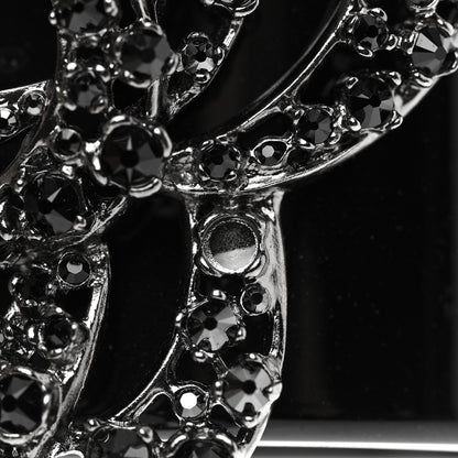 Chanel Resin Crystal Camellia CC Cuff Black 4 of 5
