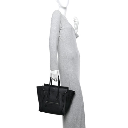 Celine Drummed Calfskin Micro Luggage Black 2 of 13