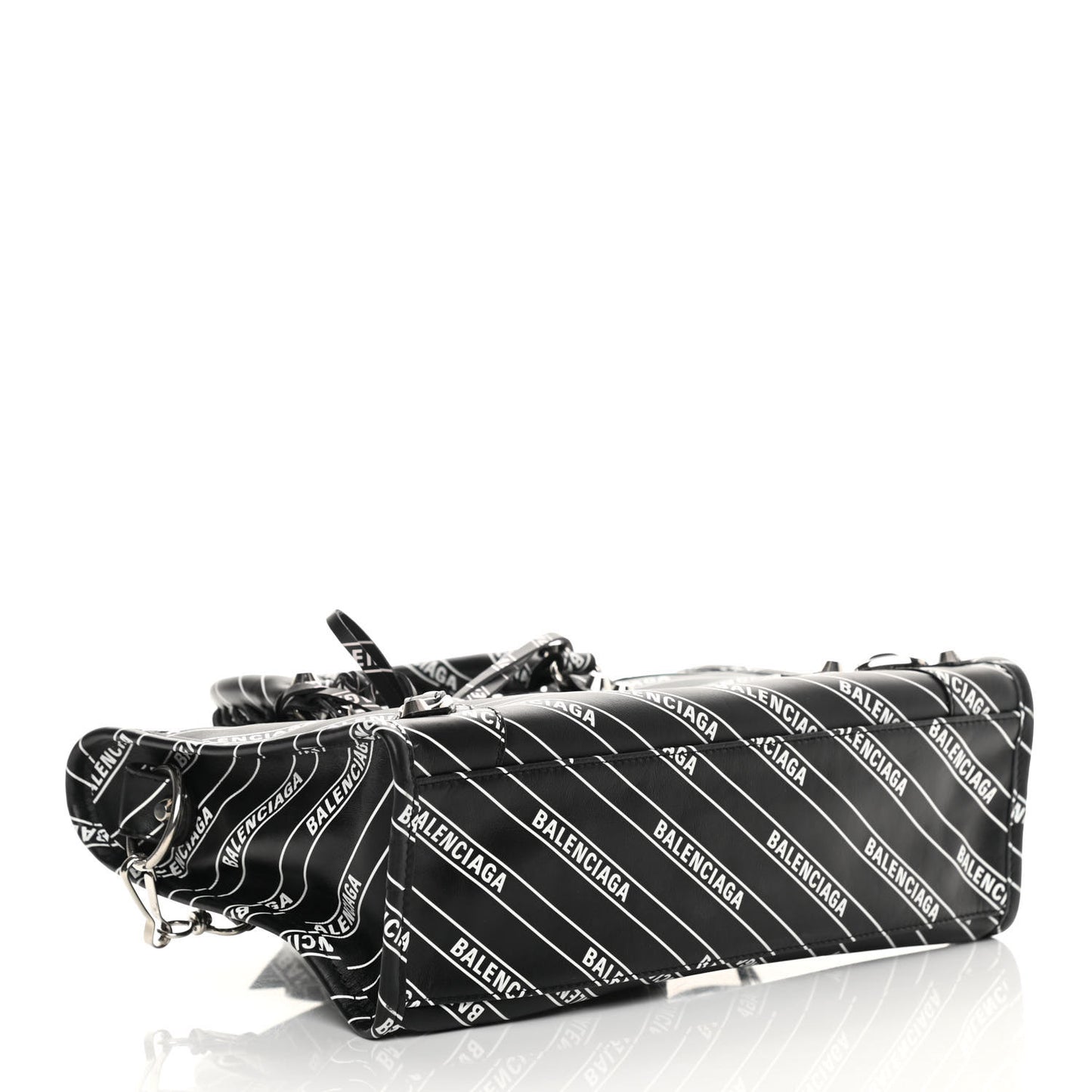 Veau Allover Logo Classic Silver Hardware S City Black White