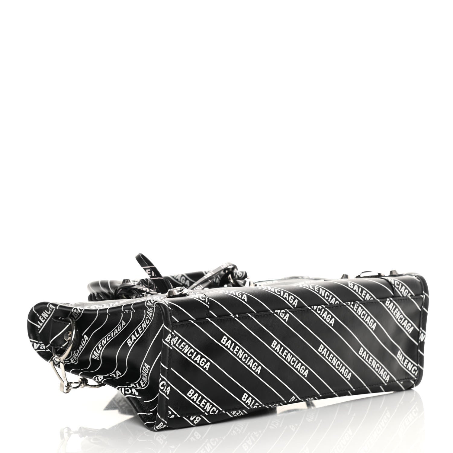 Balenciaga Veau Allover Logo Classic Silver Hardware S City Black White 4 of 10