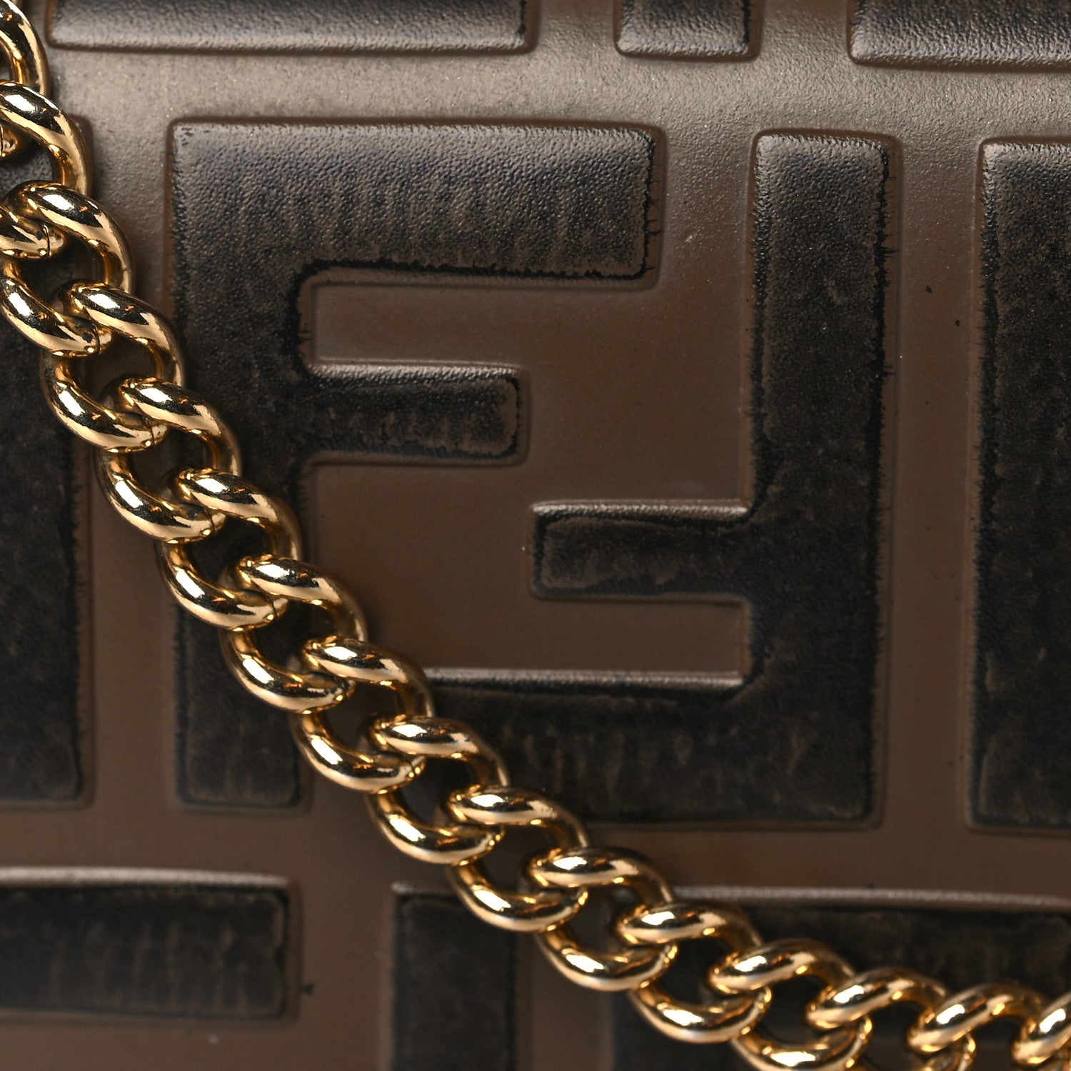Fendi Vitello Cruise F is Fendi FF 1974 Embossed Medium Envelope Wallet On Chain Fragola Maya Black 11 of 11