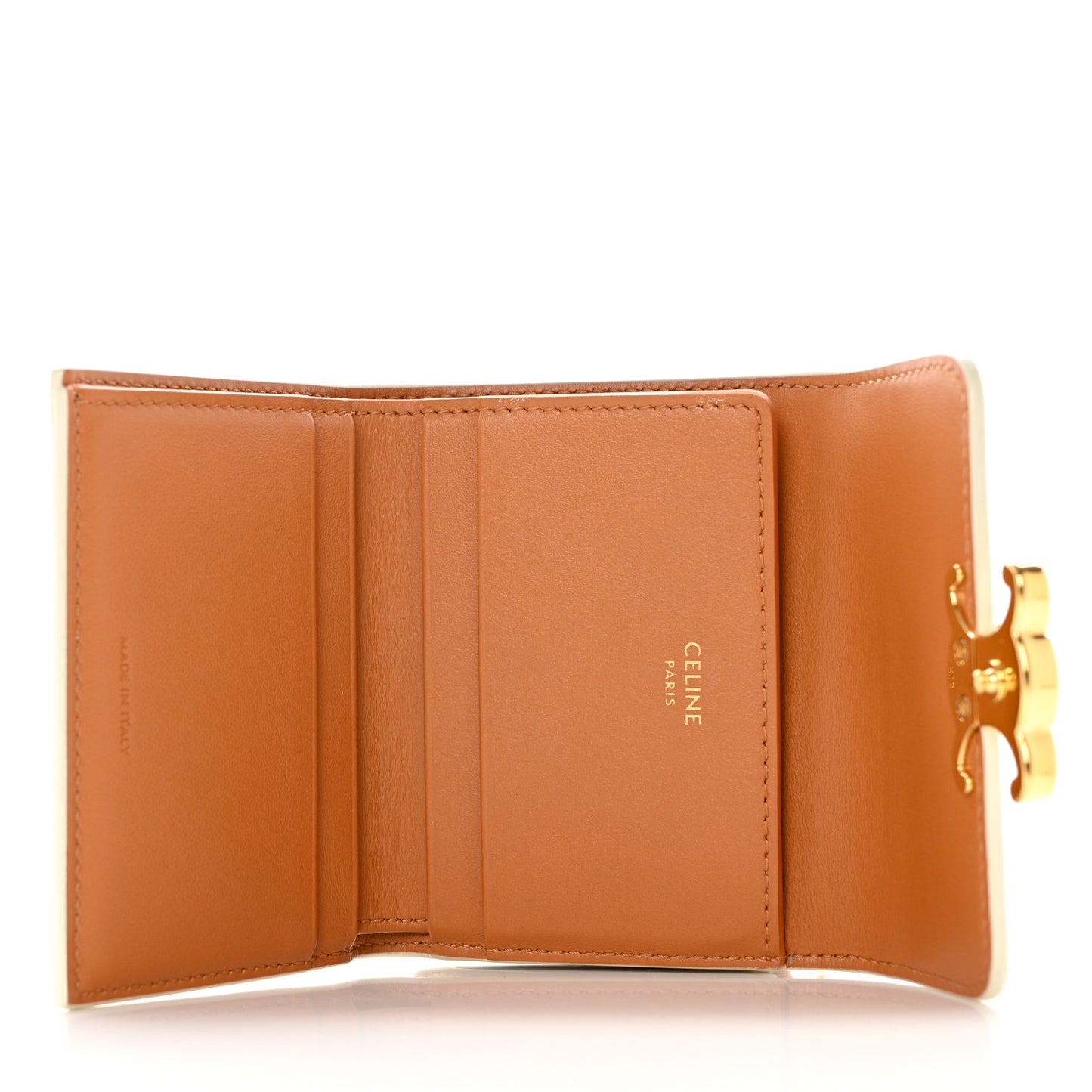 Triomphe Canvas Compact Wallet With Coin Purse White