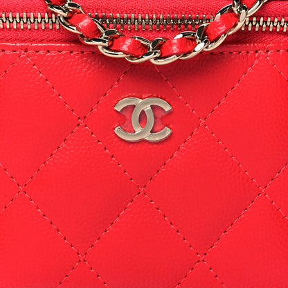 Chanel Caviar Quilted Mini Vanity Case With Chain Red 9 of 12