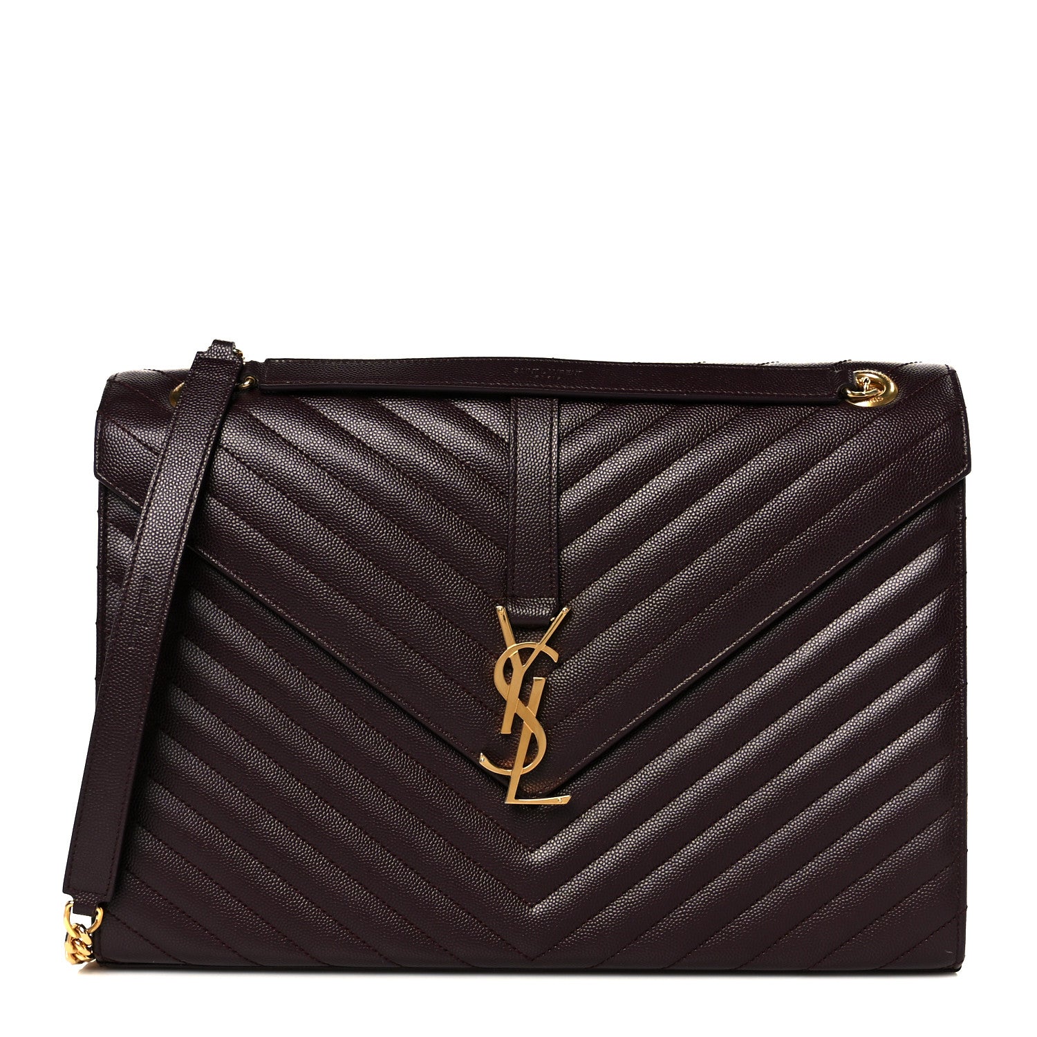 Saint Laurent Grain De Poudre Matelasse Chevron Large Monogram Satchel Amaranto 1 of 11