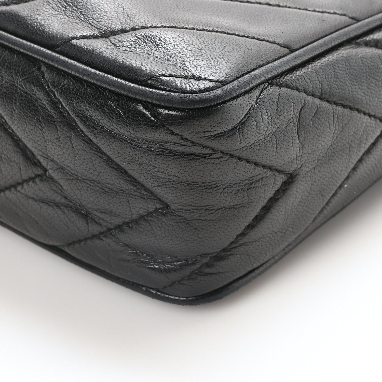 Chanel Lambskin Chevron Quilted Tassel Camera Case Black 10 of 10