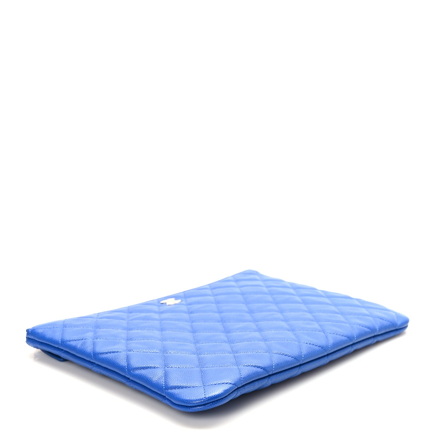 Chanel Caviar Quilted Medium Cosmetic Case Blue 4 of 8
