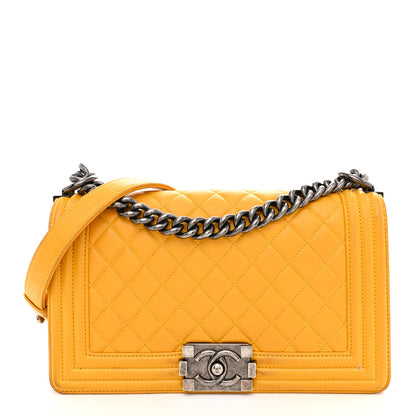 Chanel Lambskin Quilted Medium Boy Flap Yellow 1 of 17