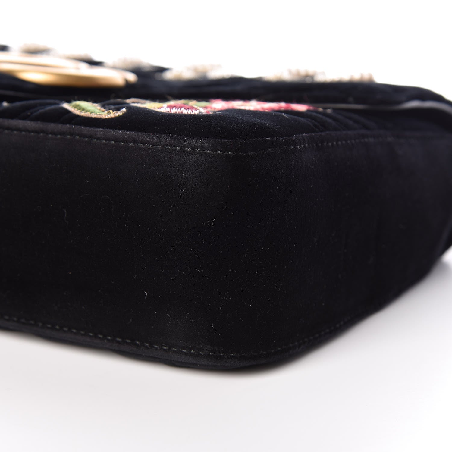 Gucci Velvet Matelasse Loved Embroidered Medium GG Marmont Shoulder Bag Black 6 of 9