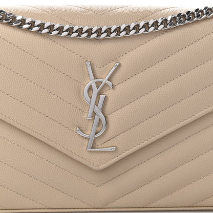 Saint Laurent Grain De Poudre Matelasse Chevron Monogram Chain Wallet Nude Powder 9 of 9