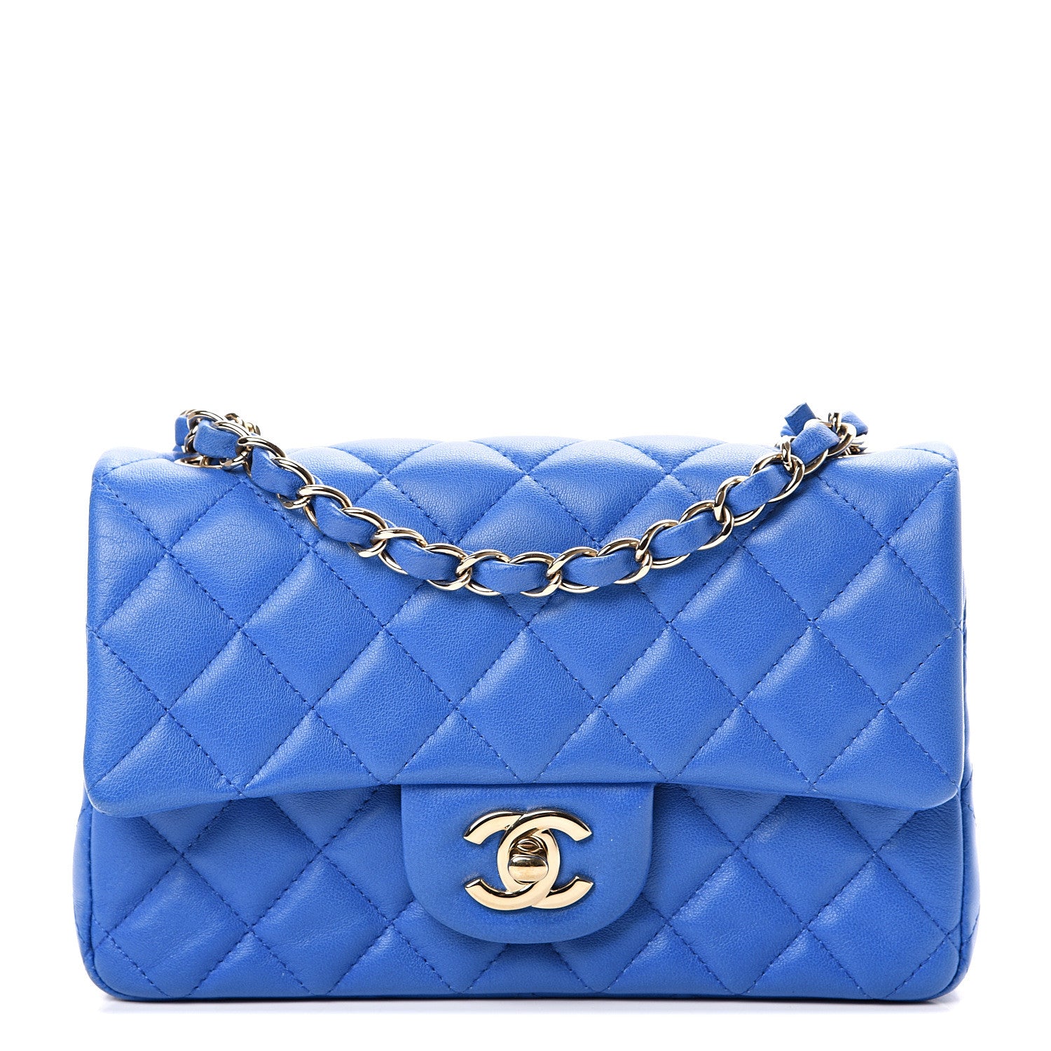 Chanel Lambskin Quilted Mini Rectangular Flap Blue 1 of 13