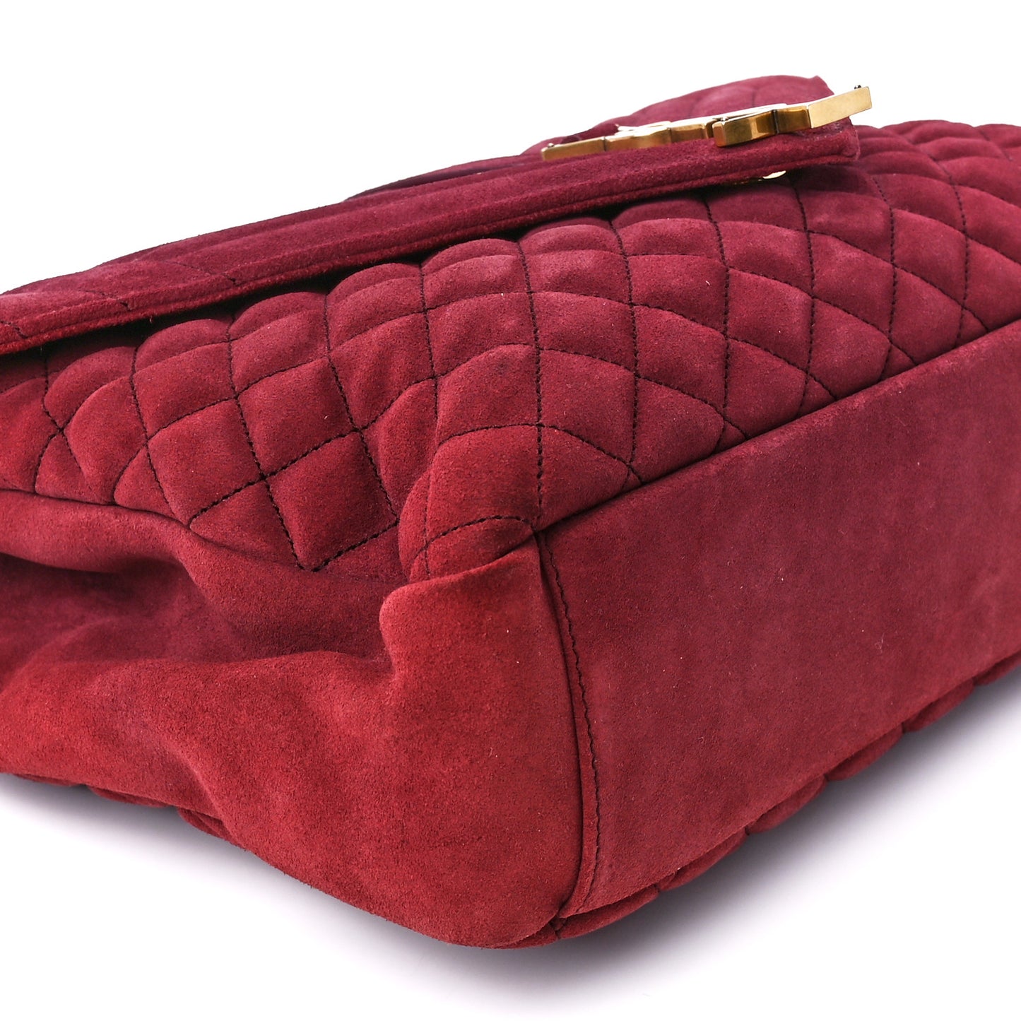 Suede Mixed Matelasse Tri-Quilt Large Monogram Envelope Satchel Red