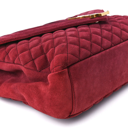 Saint Laurent Suede Mixed Matelasse Tri-Quilt Large Monogram Envelope Satchel Red 12 of 13