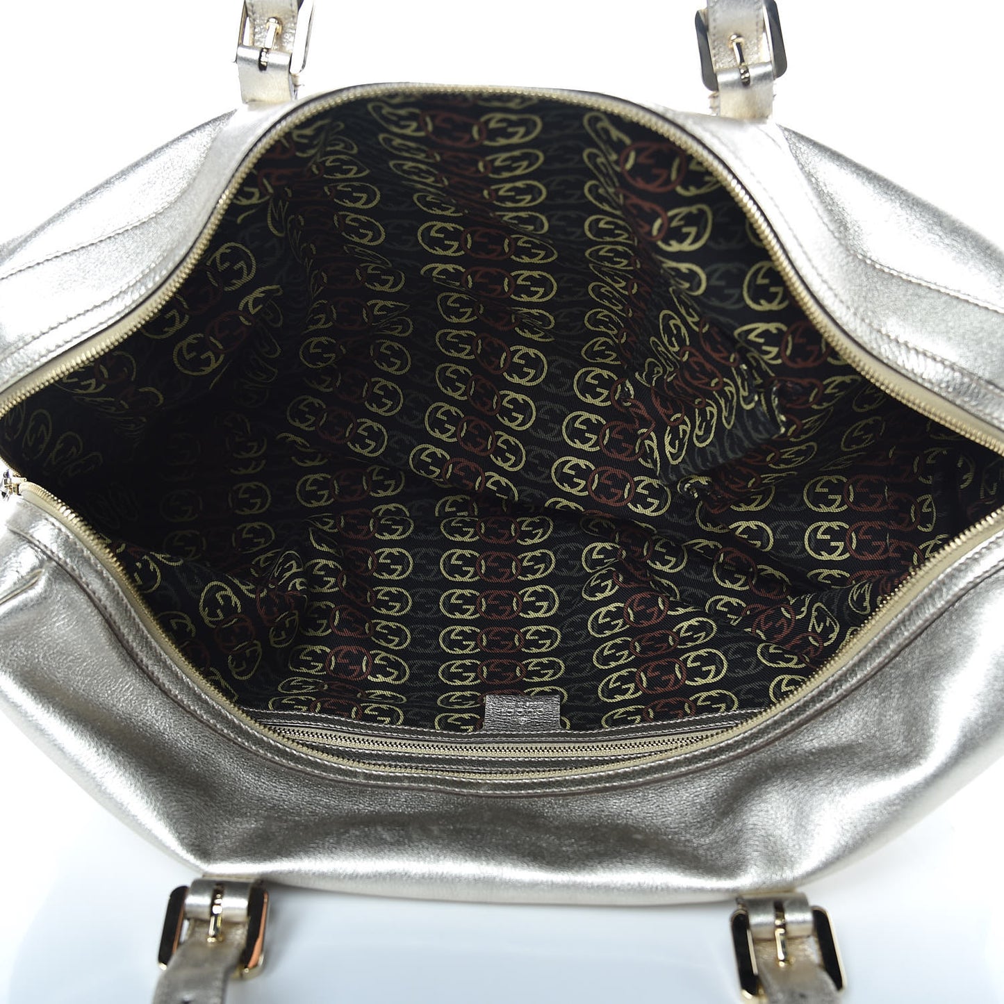 Metallic Calfskin Large Britt Boston Gold
