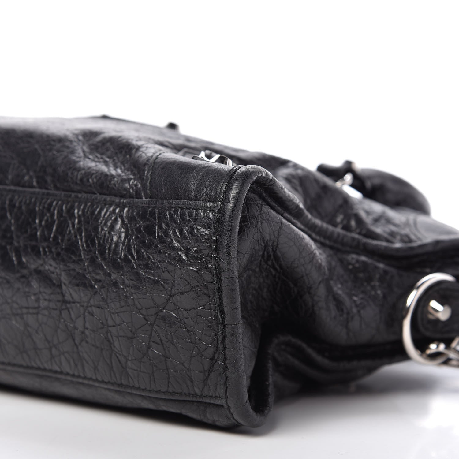 Balenciaga Agneau Classic Silver Hardware S City Logo Strap Black White 7 of 9