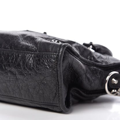 Balenciaga Agneau Classic Silver Hardware S City Logo Strap Black White 7 of 9