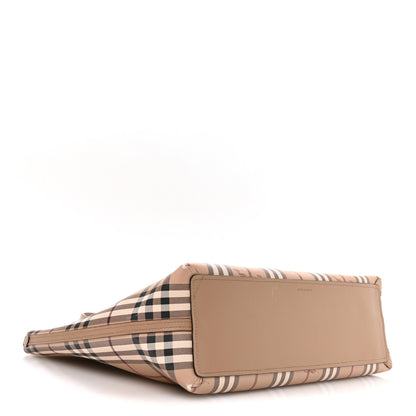 Burberry Grainy Calfskin Haymarket Check Medium Reversible Tote Camel 6 of 18