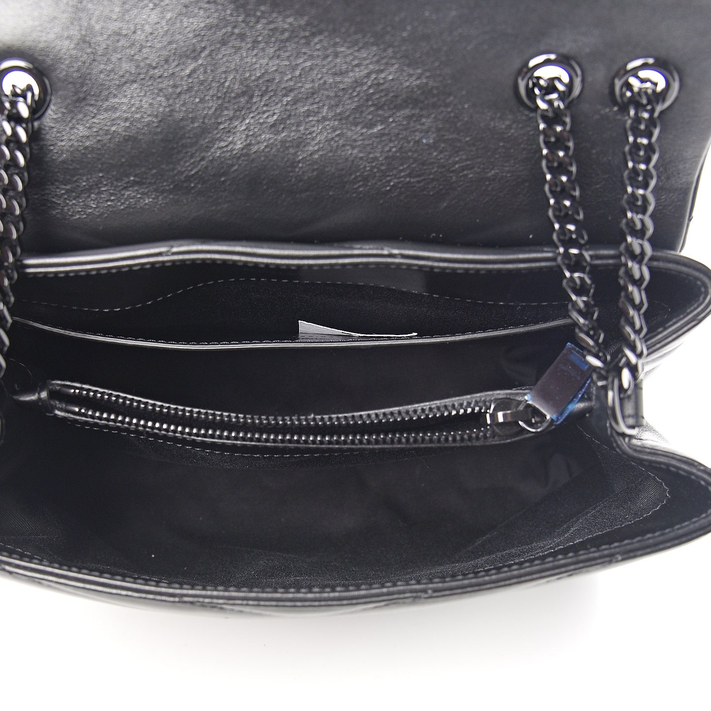 Calfskin Y Quilted Monogram Small Loulou Chain Satchel Black