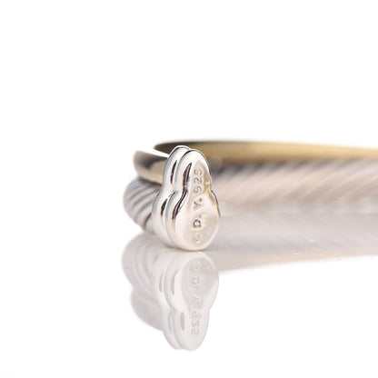 David Yurman Sterling Silver 18K Yellow Gold 5mm Crossover Cuff Bracelet 4 of 8