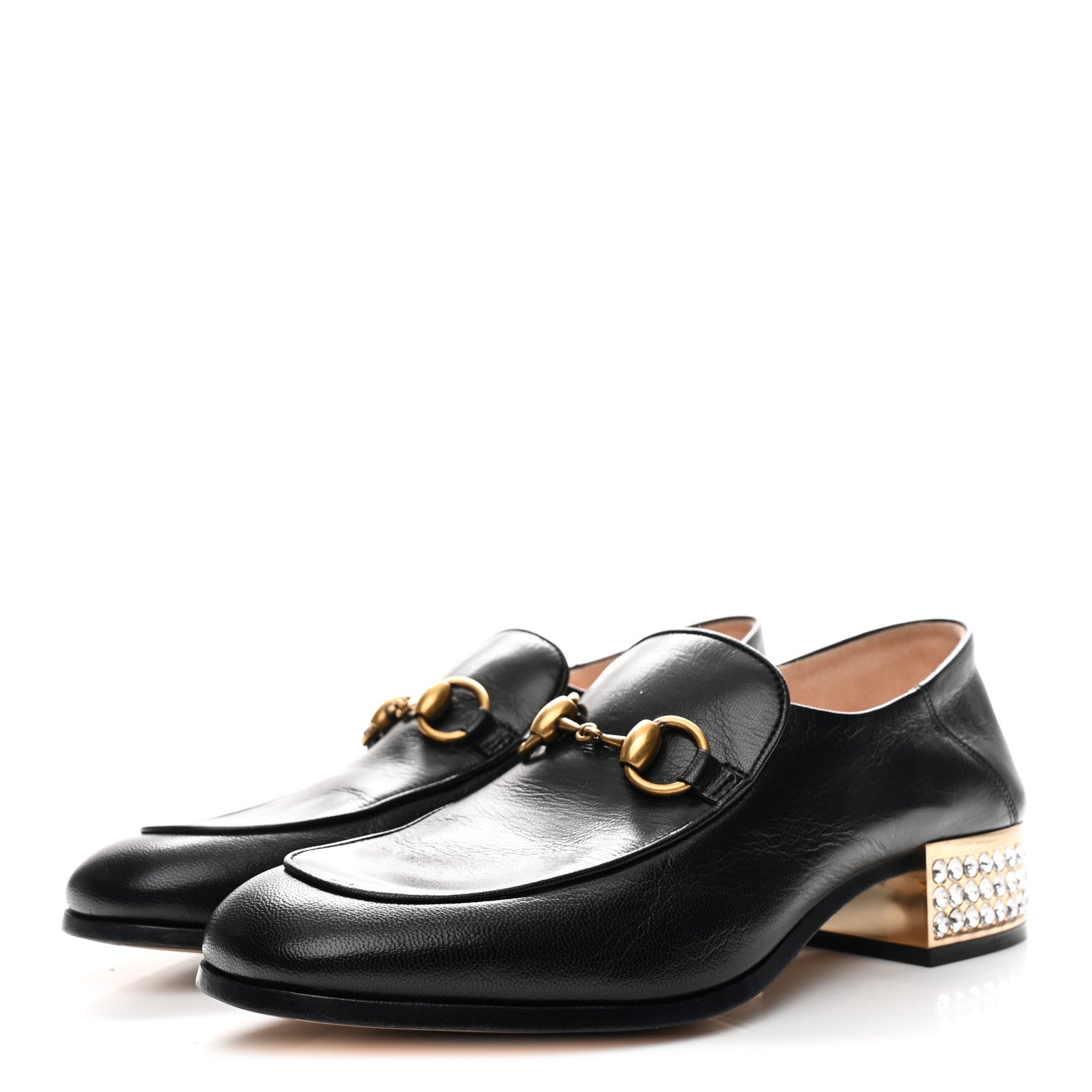 Gucci Goatskin Crystal Womens Horsebit Loafers 38 Black 4 of 10