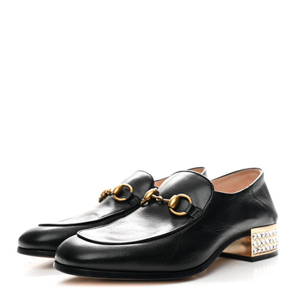 Gucci Goatskin Crystal Womens Horsebit Loafers 38 Black 4 of 10
