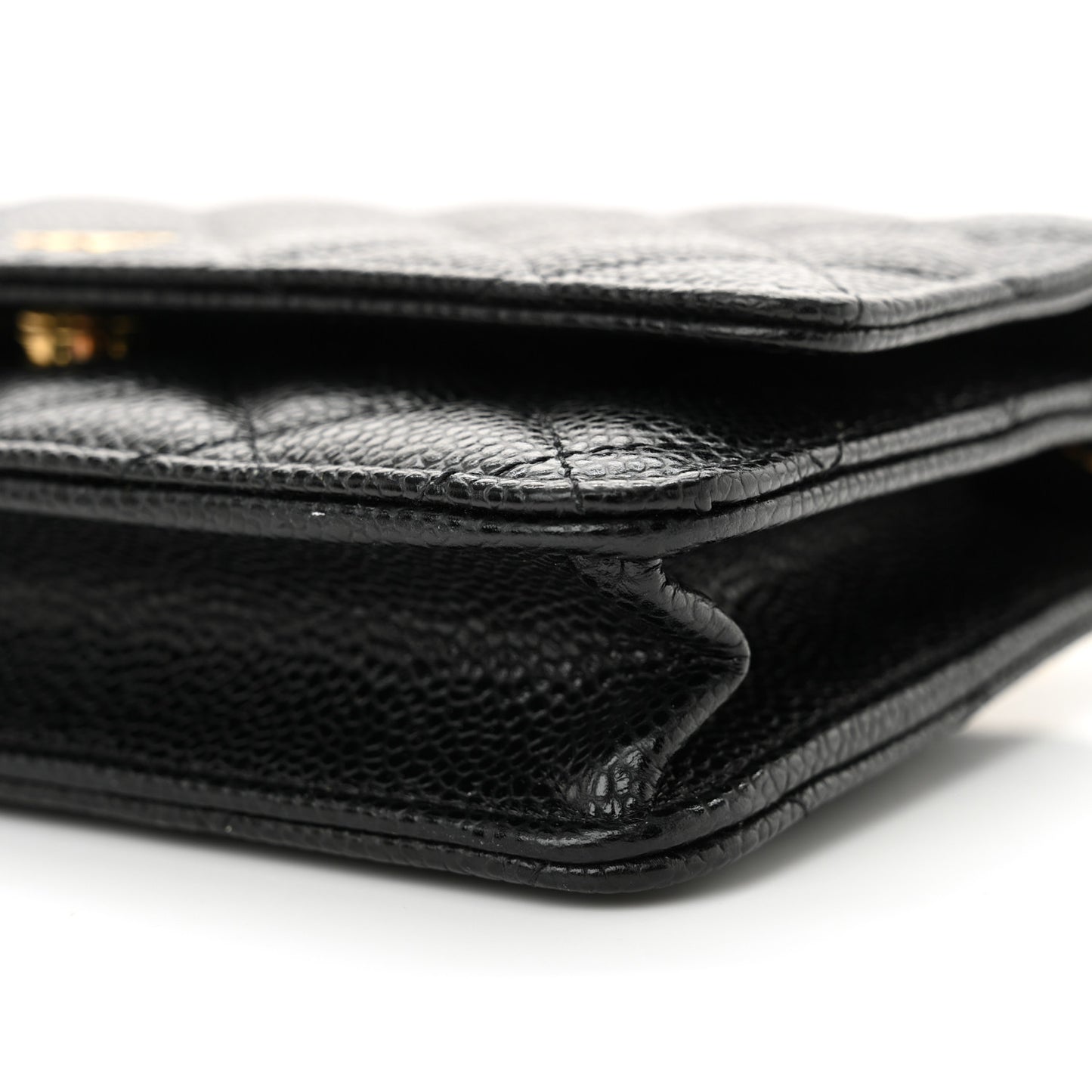 Caviar Quilted Wallet on Chain WOC Black