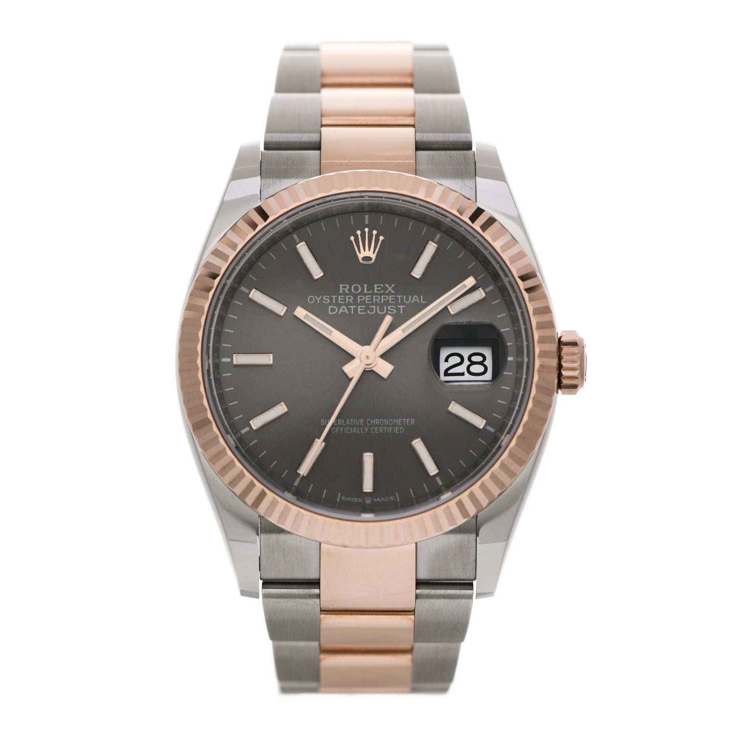 Rolex Stainless Steel 18K Everose Gold 36mm Oyster Perpetual Datejust Watch Slate 126231 1 of 5