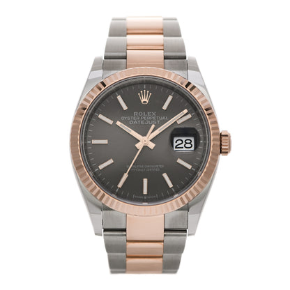 Rolex Stainless Steel 18K Everose Gold 36mm Oyster Perpetual Datejust Watch Slate 126231 1 of 5