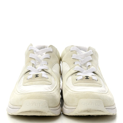 Chanel Suede Calfskin Fabric CC Sneakers 40.5 White 2 of 10