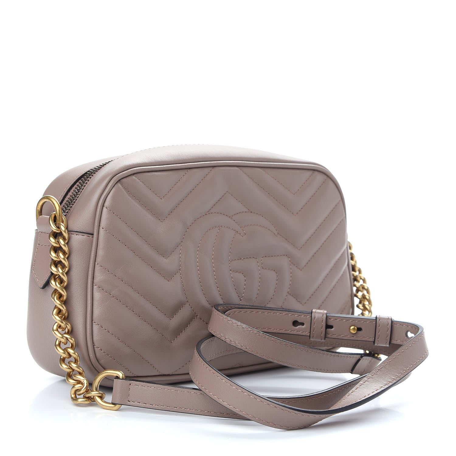 Gucci Calfskin Matelasse Small GG Marmont Chain Shoulder Bag Porcelain Rose 3 of 9