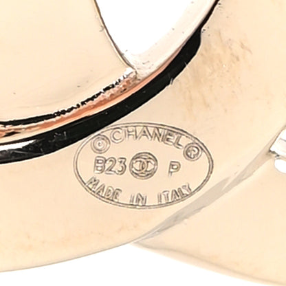 Chanel Textured Metal Crystal CC Earrings Gold 4 of 4